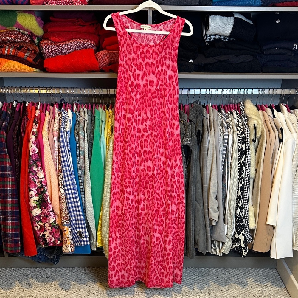 Zenana pink animal print racer back maxi dress size S